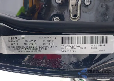 2016 Dodge Dart Sxt z USA, uszkodzony, nr VIN 1C3CDFBA2GD660283